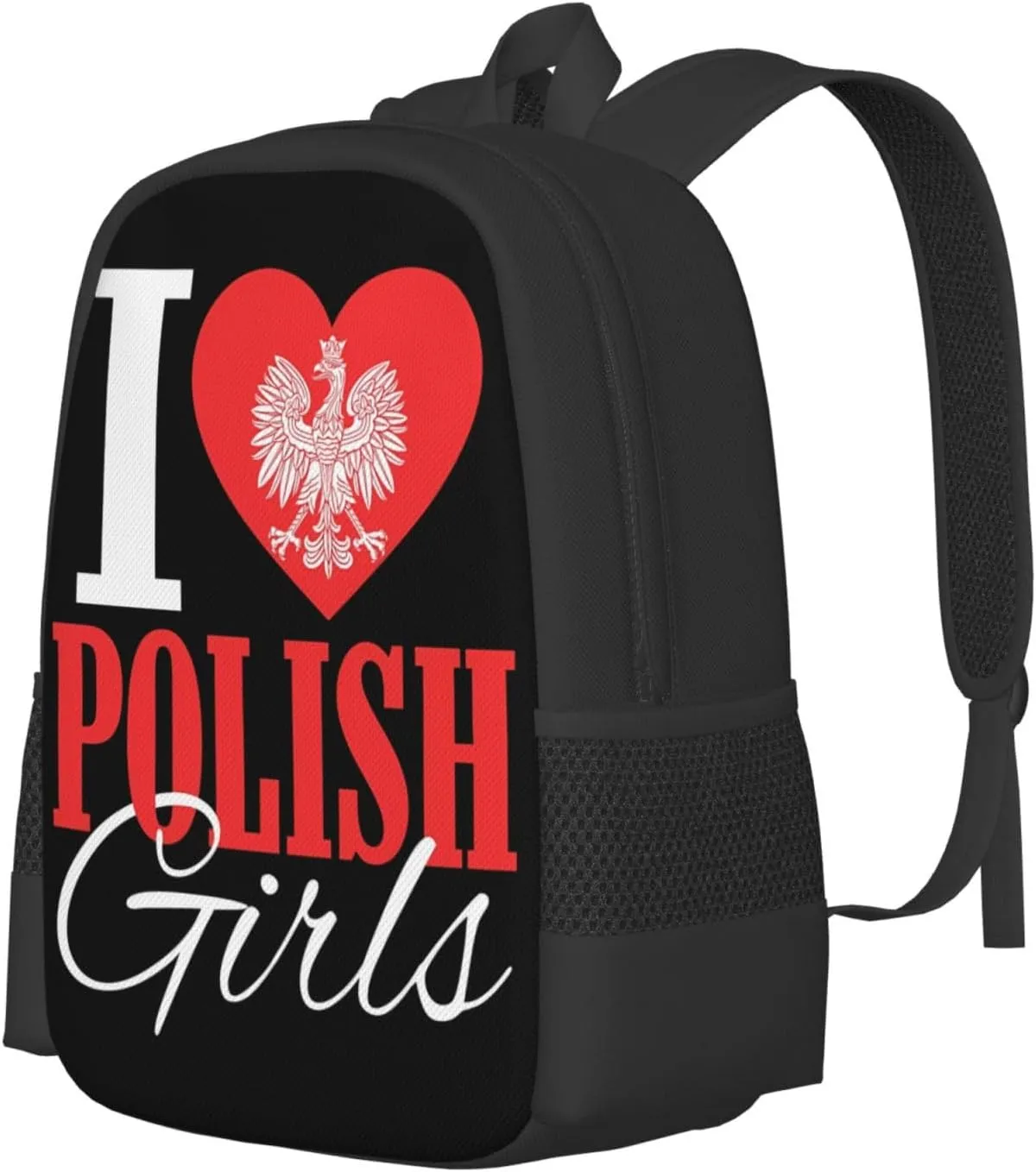 I Love Polish Womens Casual Backpacks Large Capacity Backpack Laptop Rucksack Sport Daypack Commuter Bags with Adjustable Strap for Traveling Camping