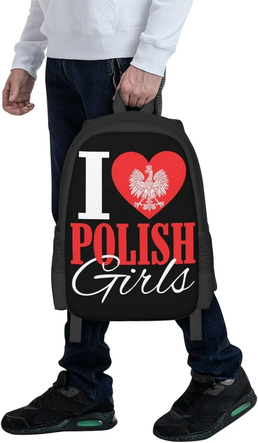 I Love Polish Womens Casual Backpacks Large Capacity Backpack Laptop Rucksack Sport Daypack Commuter Bags with Adjustable Strap for Traveling Camping