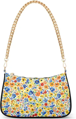 Impressionist Flowers Colorful Flowers trendy chain shoulder travel bag handbags for traveling