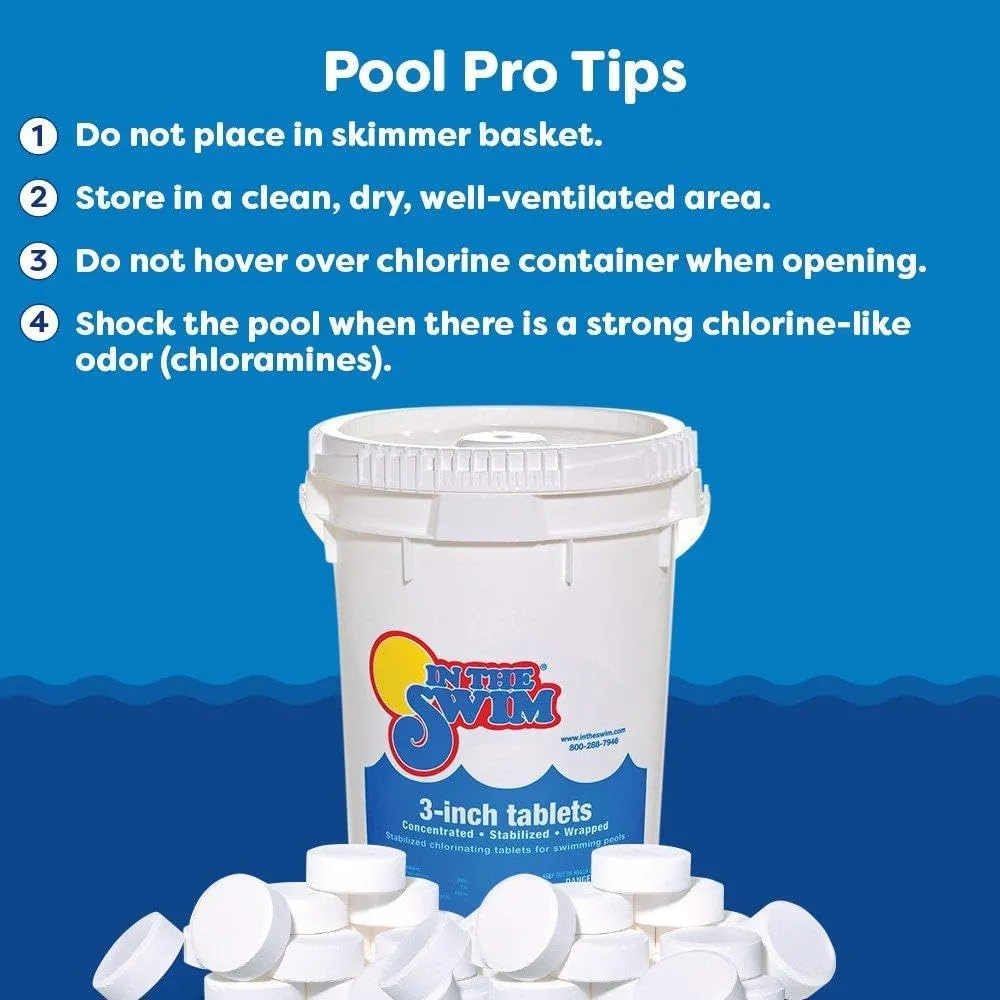 In The Swim Chlorine-Free Shock & Chlorine Tablets Bundle: 24 x 1 Pound Bags & 25 Pound Bucket of 3 Inch Stabilized Tablets