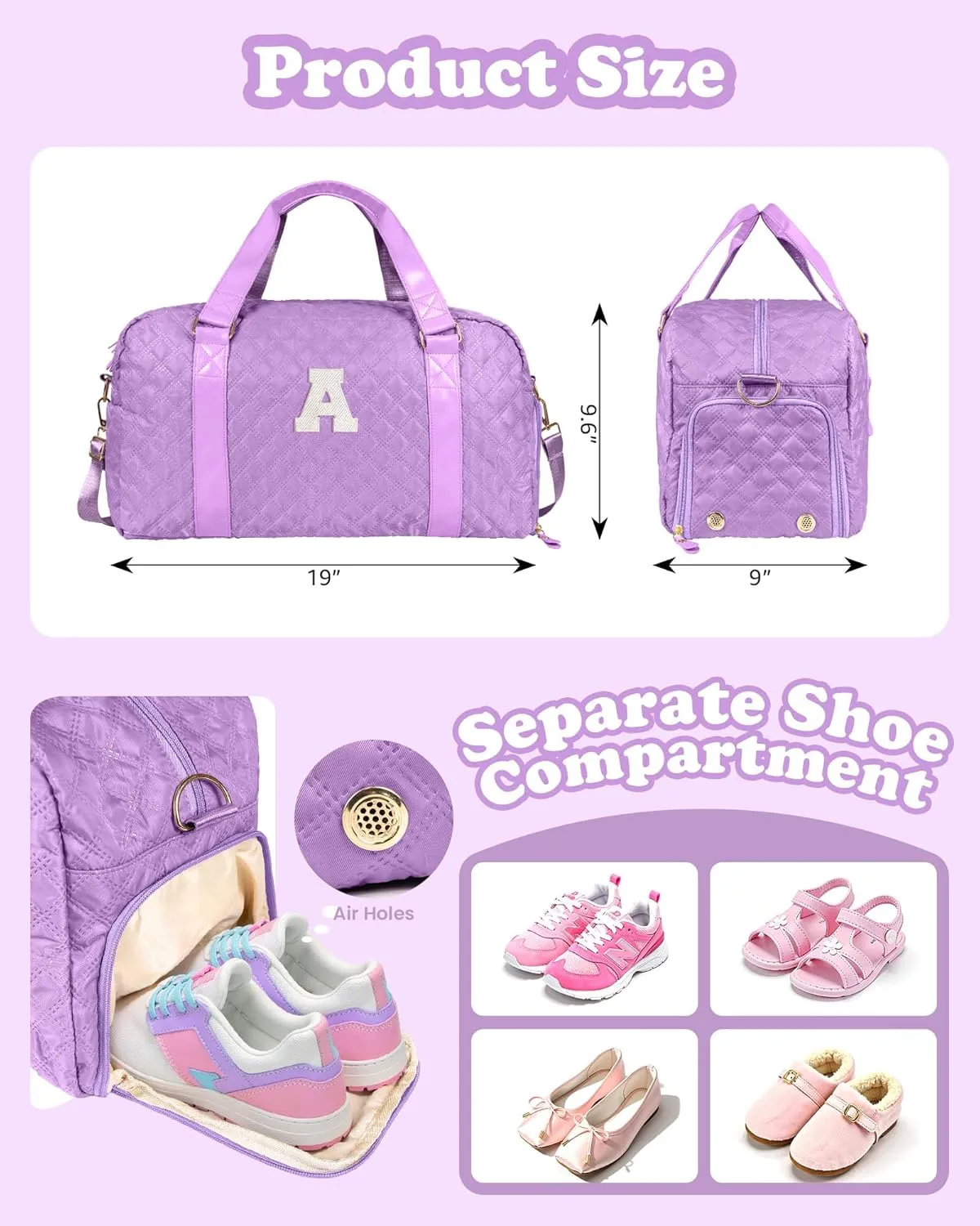 Initial Gym Bag for Girls, Graduation Gift Ideas, Personalized Weekender Bag, Monogram Overnight bag for teens