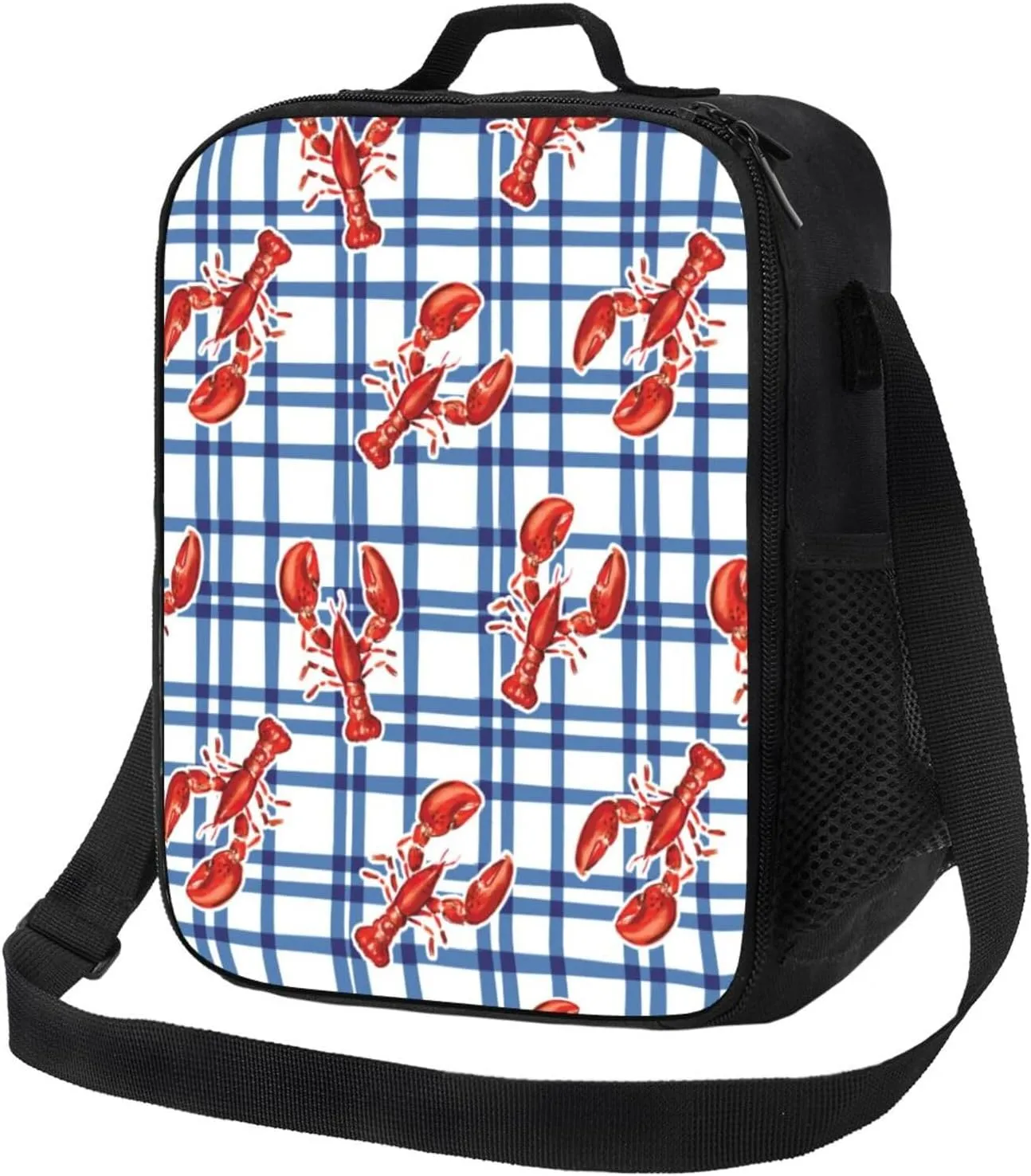 Insulated Lunch Bags for Women Men Work - Crayfish Plaid Adult Lunch Box for Women Men, Soft Cooler Bag Insulated, Small Lunch Tote Bag with Adjustable Shoulder Strap