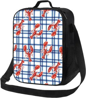 Insulated Lunch Bags for Women Men Work - Crayfish Plaid Adult Lunch Box for Women Men, Soft Cooler Bag Insulated, Small Lunch Tote Bag with Adjustable Shoulder Strap