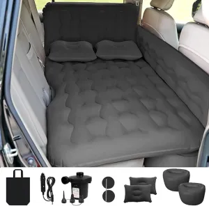 ISWEES Car Air Mattress,SUV Air Mattress, SUV Inflatable Car Bed for Back Seat Sleepping, with Pillows & Fill Piers, Thickened Flocking & PVC Surface, Air Mattress for Camping, Home Car Travel(Black)