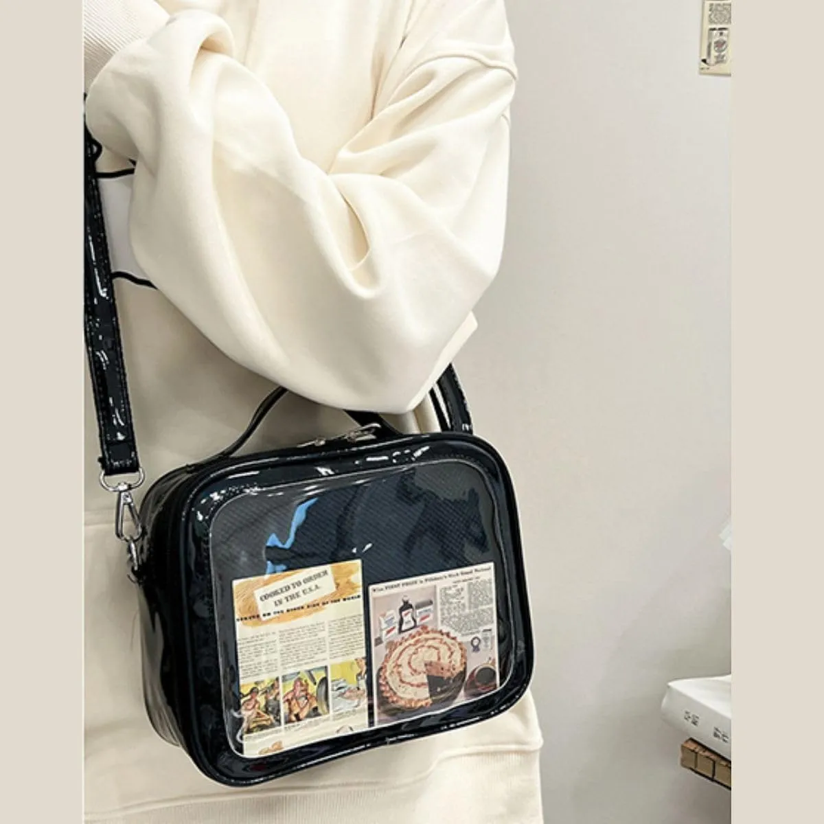 Ita Crossbody Bag for Anime Cosplay - Handbag with Clear Display Window & Insert for Kawaii Pins & Charms