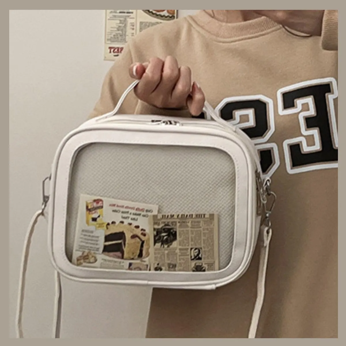 Ita Crossbody Bag for Anime Cosplay - Handbag with Clear Display Window & Insert for Kawaii Pins & Charms