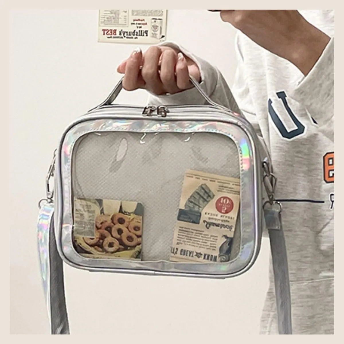Ita Crossbody Bag for Anime Cosplay - Handbag with Clear Display Window & Insert for Kawaii Pins & Charms