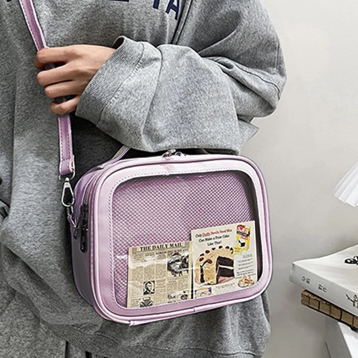 Ita Crossbody Bag for Anime Cosplay - Handbag with Clear Display Window & Insert for Kawaii Pins & Charms