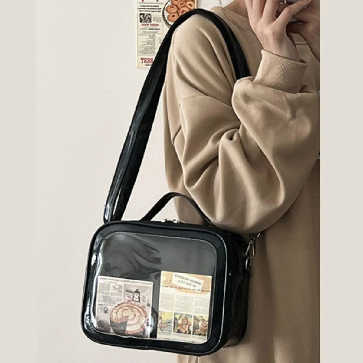 Ita Crossbody Bag for Anime Cosplay - Handbag with Clear Display Window & Insert for Kawaii Pins & Charms