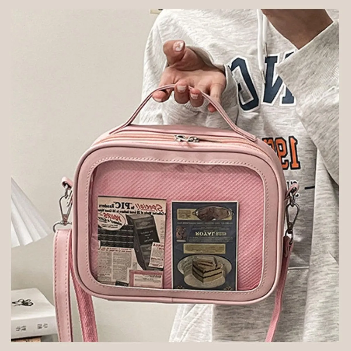 Ita Crossbody Bag for Anime Cosplay - Handbag with Clear Display Window & Insert for Kawaii Pins & Charms