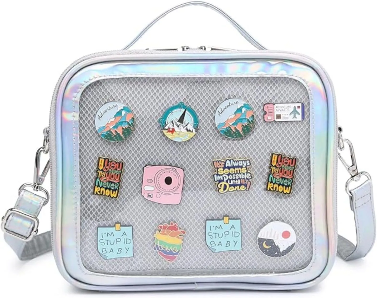 Ita Crossbody Bag for Anime Cosplay - Handbag with Clear Display Window & Insert for Kawaii Pins & Charms