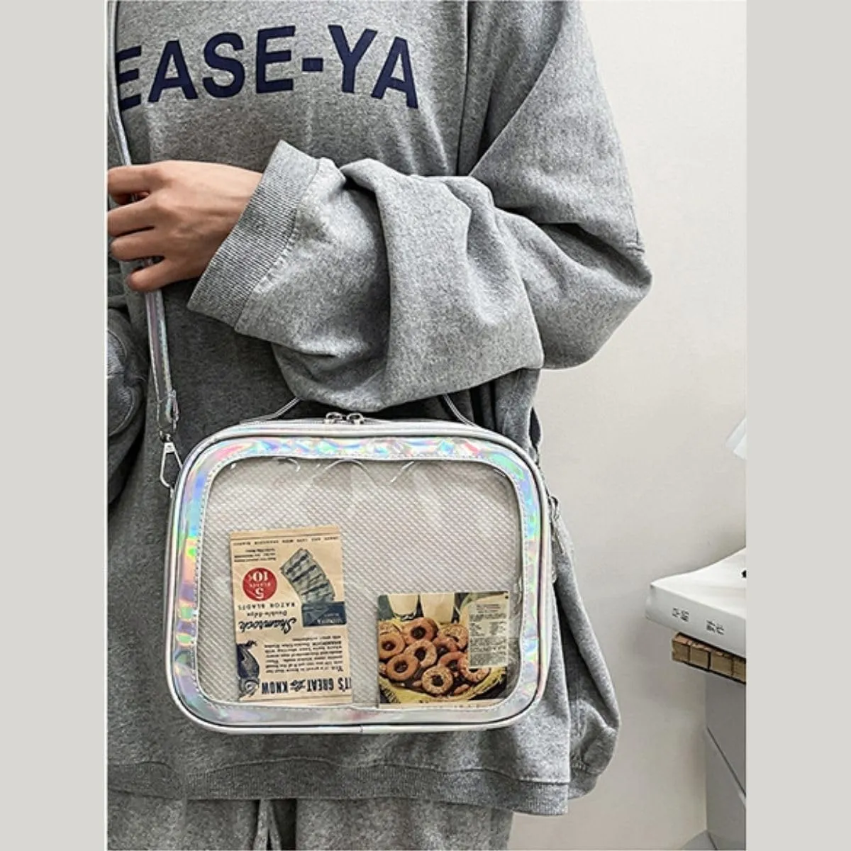 Ita Crossbody Bag for Anime Cosplay - Handbag with Clear Display Window & Insert for Kawaii Pins & Charms