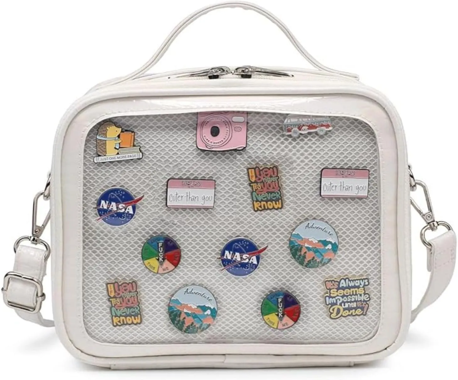 Ita Crossbody Bag for Anime Cosplay - Handbag with Clear Display Window & Insert for Kawaii Pins & Charms