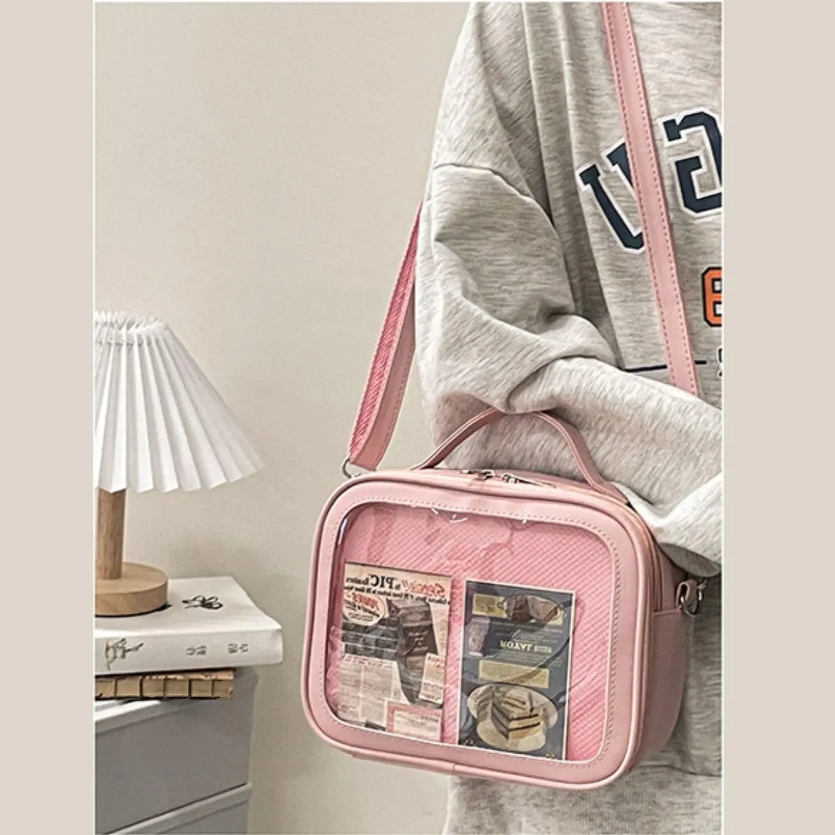 Ita Crossbody Bag for Anime Cosplay - Handbag with Clear Display Window & Insert for Kawaii Pins & Charms