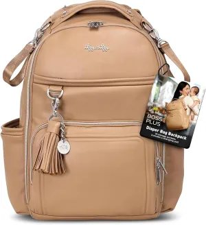 Itzy Ritzy Diaper Bag Backpack – Large Capacity Boss Plus Baby Backpack Diaper Bag Featuring 19 Pockets, Changing Pad, Stroller Clips, and Comfortable Backpack Straps, Chai