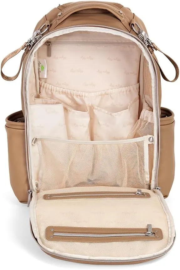 Itzy Ritzy Diaper Bag Backpack – Large Capacity Boss Plus Baby Backpack Diaper Bag Featuring 19 Pockets, Changing Pad, Stroller Clips, and Comfortable Backpack Straps, Chai
