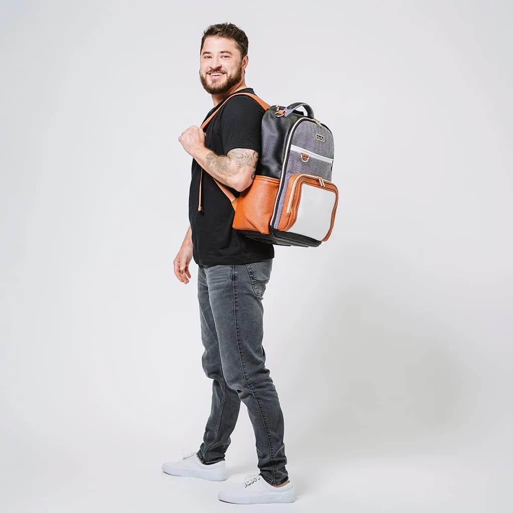 Itzy Ritzy Diaper Bag Backpack – Large Capacity Boss Plus Baby Backpack Diaper Bag Featuring 19 Pockets, Changing Pad, Stroller Clips, and Comfortable Backpack Straps, Coffee & Cream Boss Plus