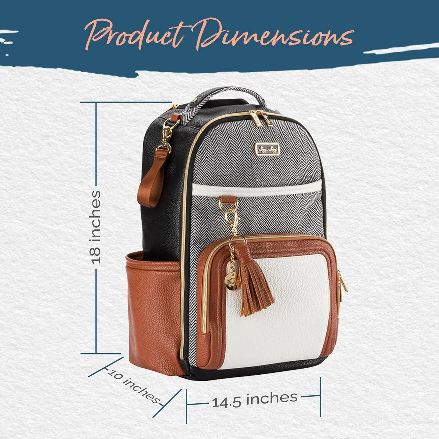 Itzy Ritzy Diaper Bag Backpack – Large Capacity Boss Plus Baby Backpack Diaper Bag Featuring 19 Pockets, Changing Pad, Stroller Clips, and Comfortable Backpack Straps, Coffee & Cream Boss Plus