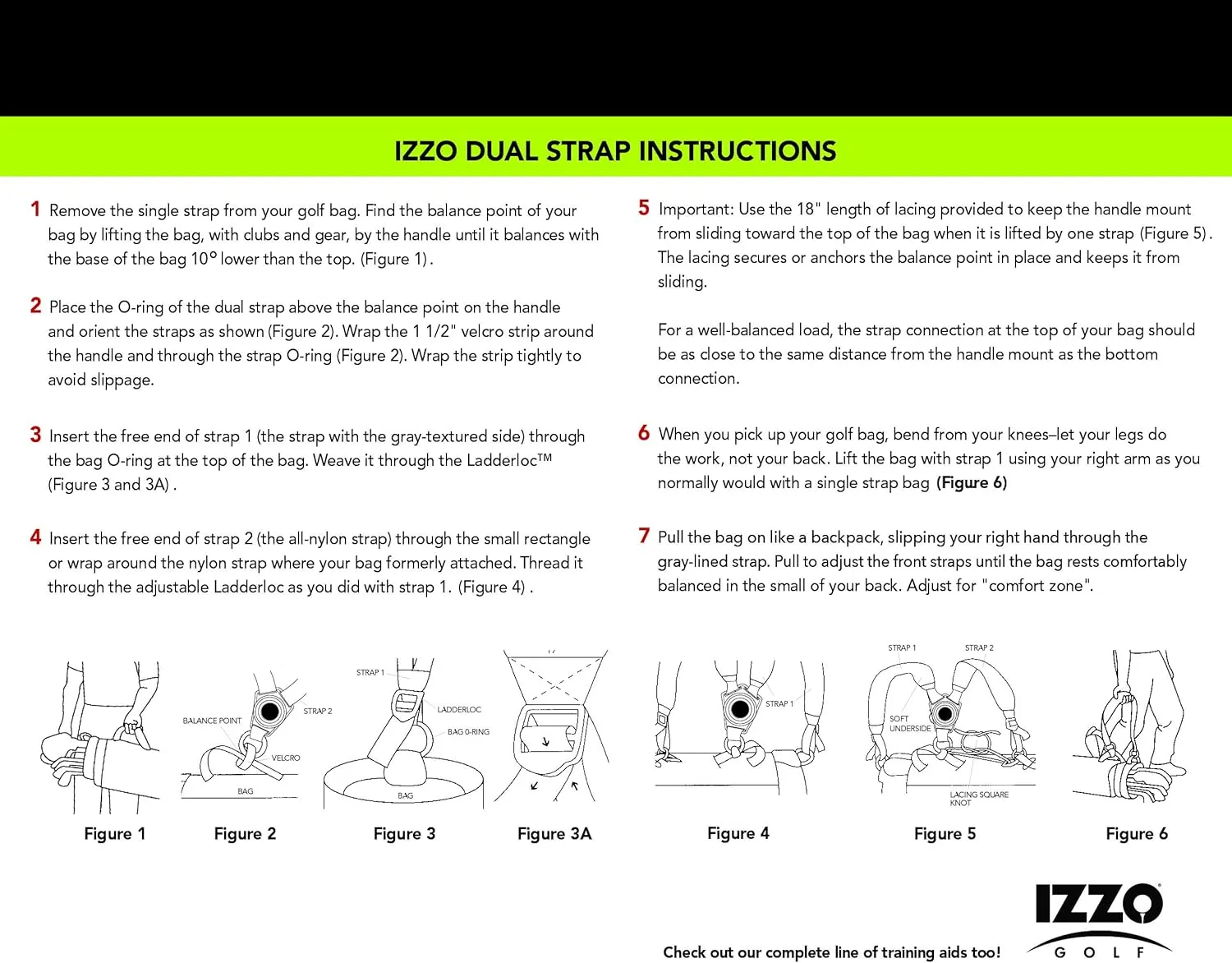 Izzo Golf Dual Comfort Swivel Strap, for Carry Bags