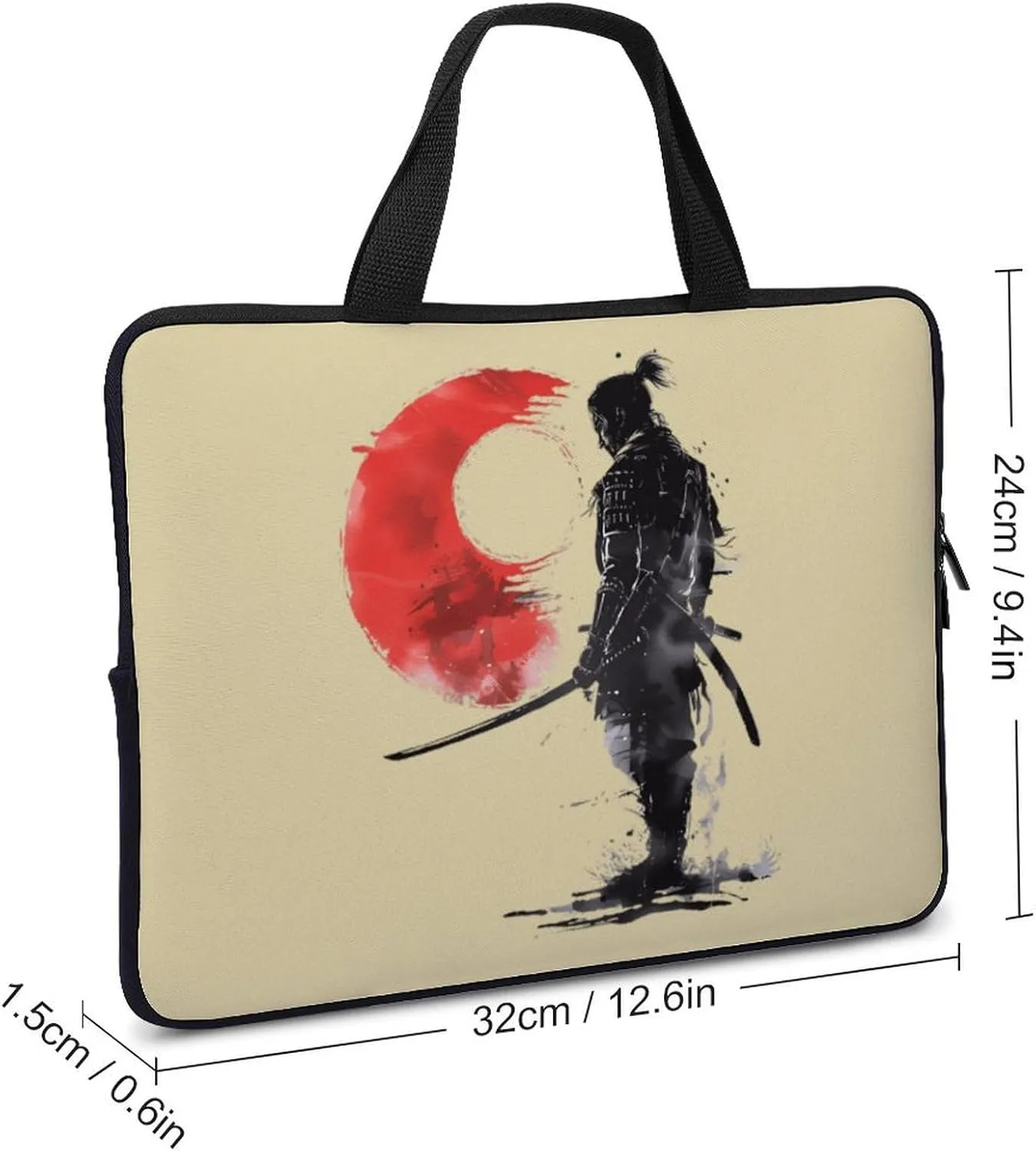 Japanese Samurai General Warrior Laptop Sleeve Portable Waterproof Computer Bag Pouch Handbag Protective Sleeve