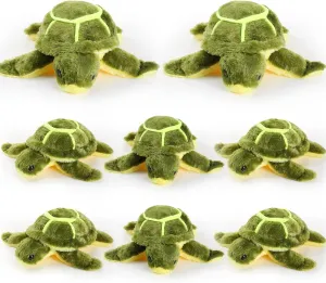 Jenaai 8 Pcs Plush Sea Turtle Stuffed Animals Soft Big Sea Turtle Stuffed Toys Pillow for Kids Girls Boys 10" Plush Gifts for Adults Birthday Beach Ocean Party Decorations(Green)