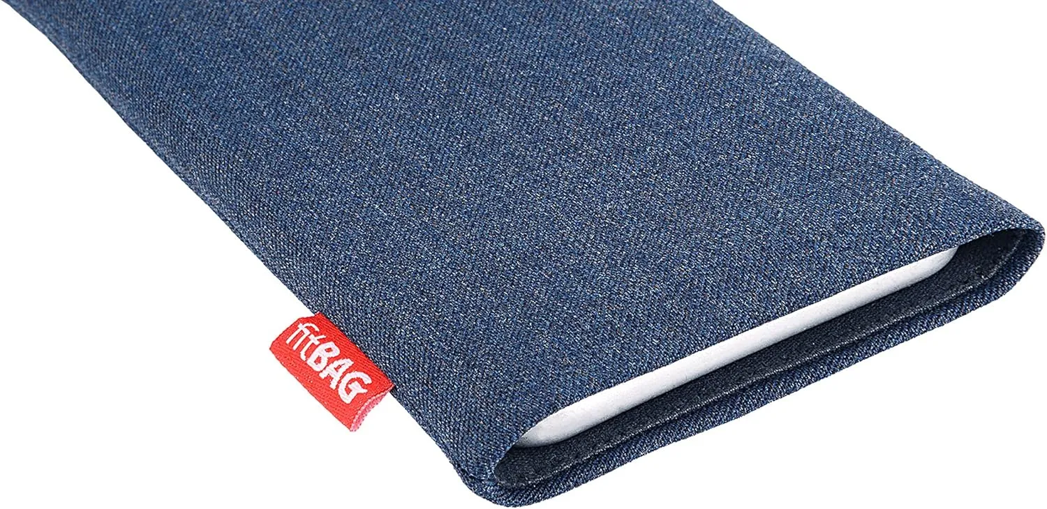 Jive Blue Custom Tailored Sleeve for Mobistel Cynus T1. Fine Suit Fabric Pouch with Integrated Microfibre Lining for Display Cleaning