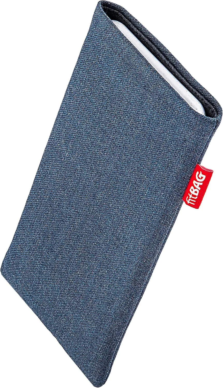 Jive Blue Custom Tailored Sleeve for Mobistel Cynus T1. Fine Suit Fabric Pouch with Integrated Microfibre Lining for Display Cleaning
