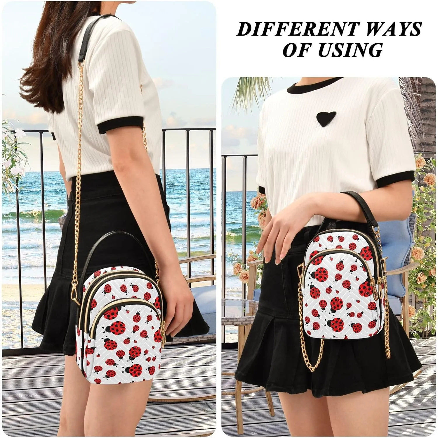 Joisal Women Crossbody Bags, Womens Shoulder Purse Triple Zip Handbags for Women, Cell Phone Purse Crossbody