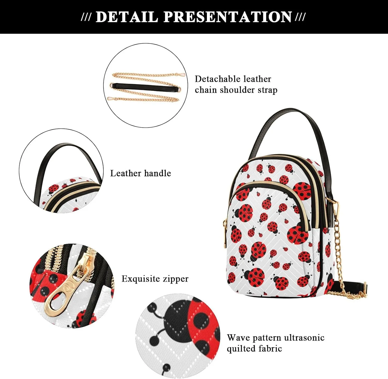 Joisal Women Crossbody Bags, Womens Shoulder Purse Triple Zip Handbags for Women, Cell Phone Purse Crossbody