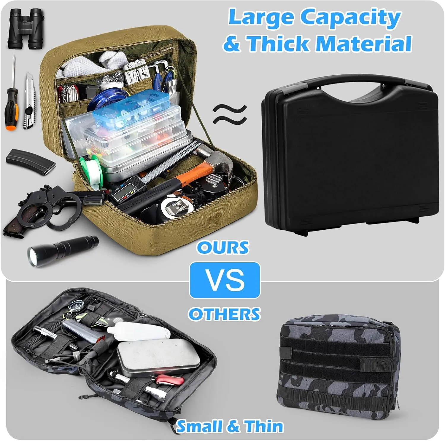 Jueachy Tactical Molle Pouch Large Admin Bag Utility Tool Pouches Molle Attachment EDC Pouches Expandable Molle Accessories Organizer Medical Pocket U.S.A Patch Included