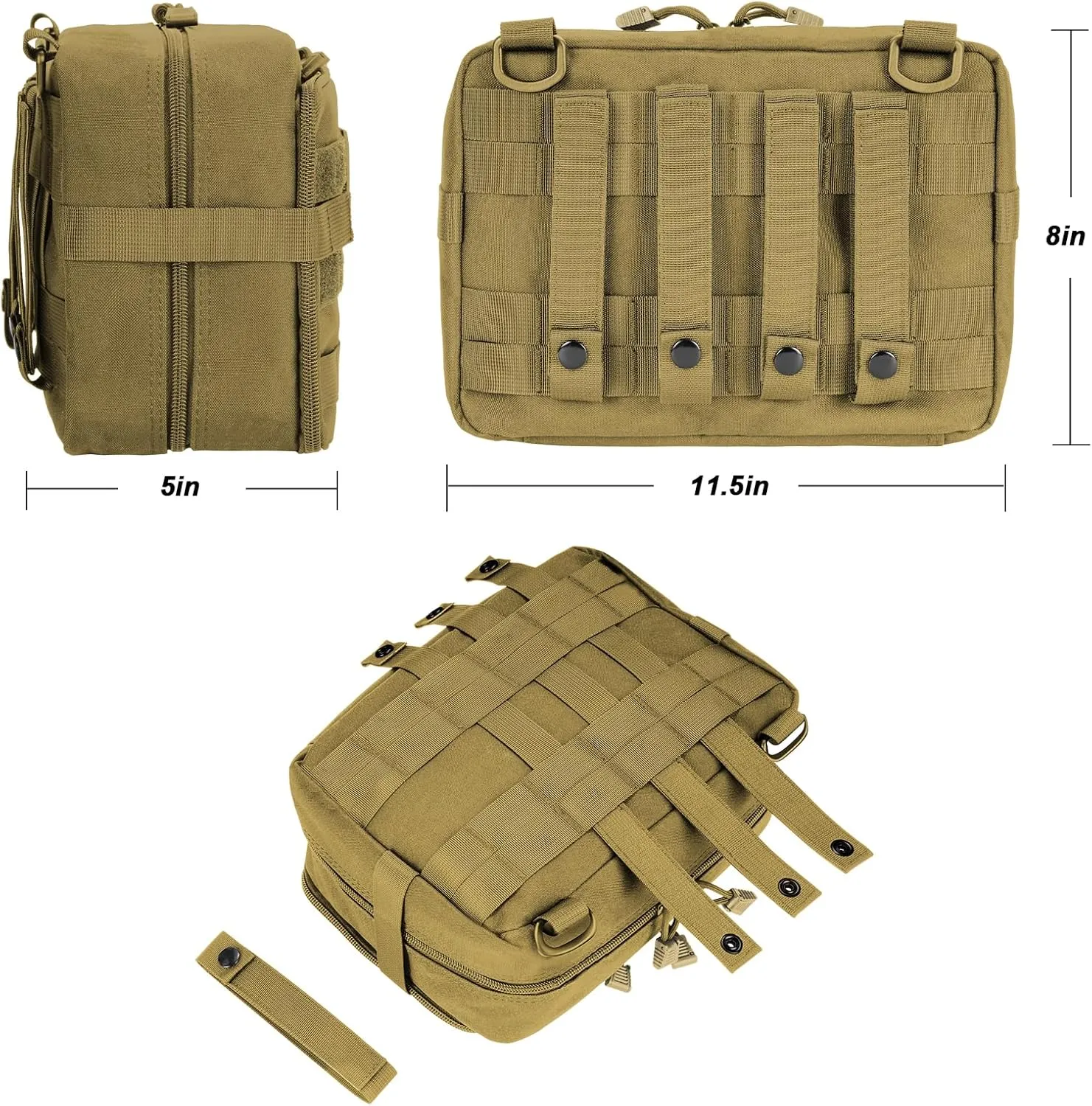 Jueachy Tactical Molle Pouch Large Admin Bag Utility Tool Pouches Molle Attachment EDC Pouches Expandable Molle Accessories Organizer Medical Pocket U.S.A Patch Included