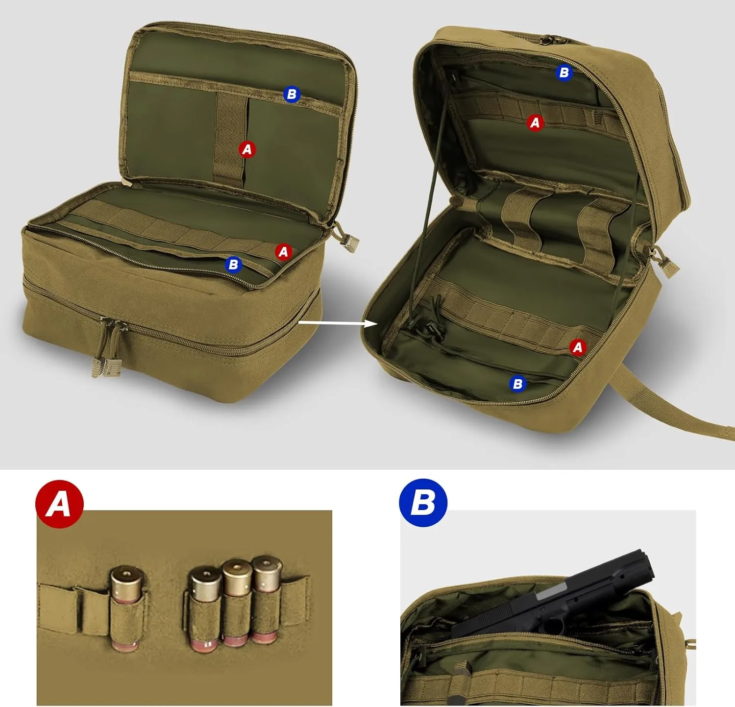Jueachy Tactical Molle Pouch Large Admin Bag Utility Tool Pouches Molle Attachment EDC Pouches Expandable Molle Accessories Organizer Medical Pocket U.S.A Patch Included