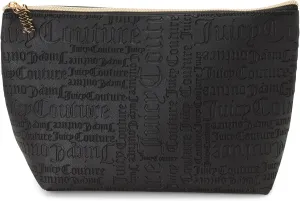 Juicy Couture Women's Cosmetics Bag - Travel Makeup and Toiletries Top Zip Wedge Pouch, Size One Size, Black PU