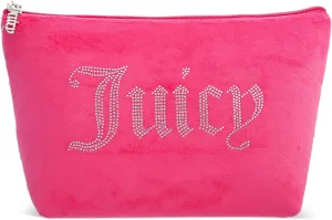 Juicy Couture Women's Cosmetics Bag - Travel Makeup and Toiletries Top Zip Wedge Pouch, Size One Size, Magenta