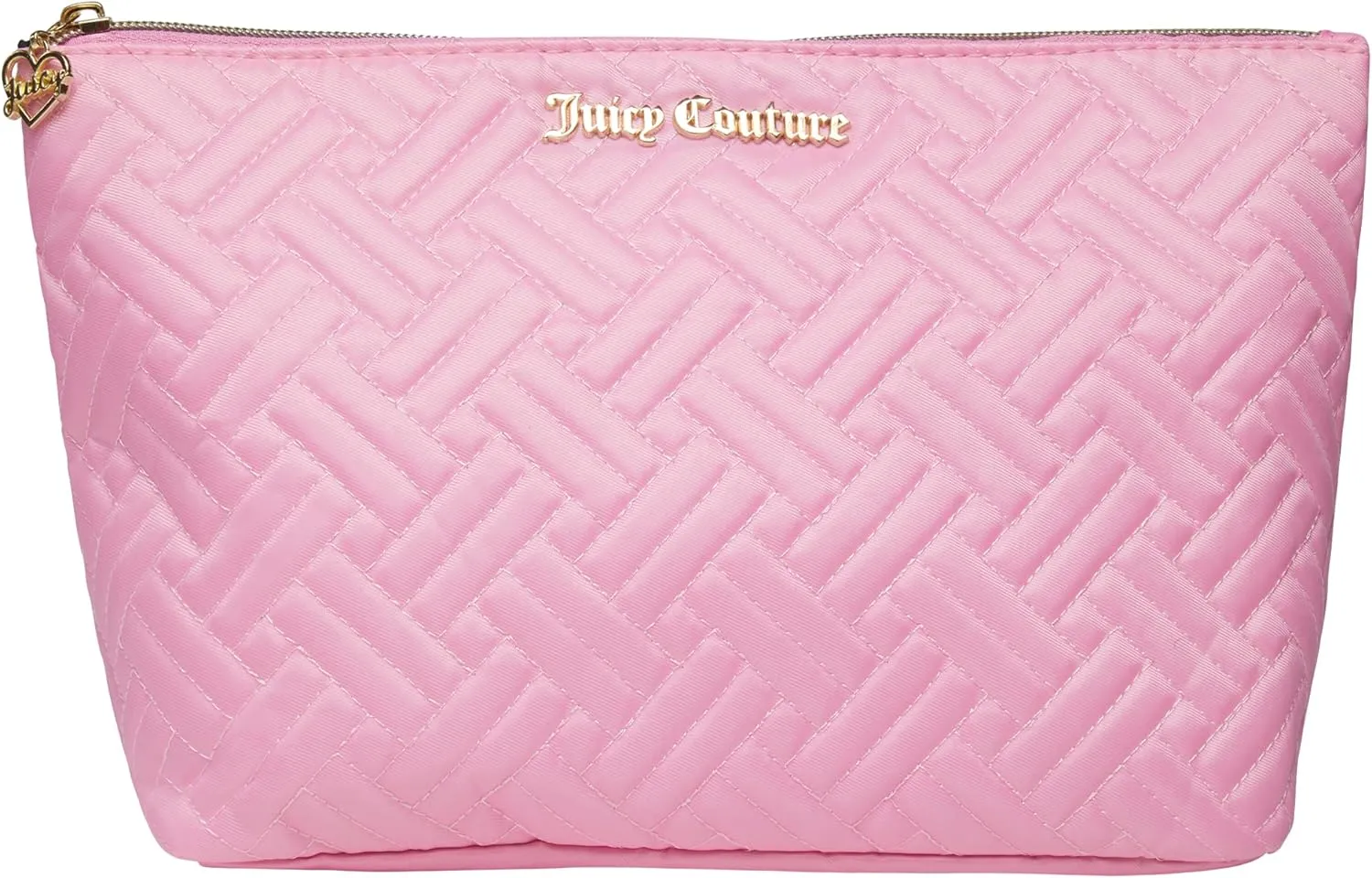 Juicy Couture Women's Cosmetics Bag - Travel Makeup and Toiletries Top Zip Wedge Pouch, Size One Size, Quilted Pebble