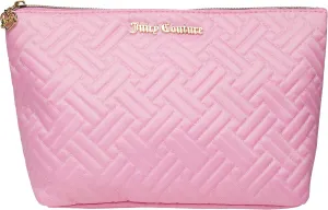 Juicy Couture Women's Cosmetics Bag - Travel Makeup and Toiletries Top Zip Wedge Pouch, Size One Size, Quilted Pebble