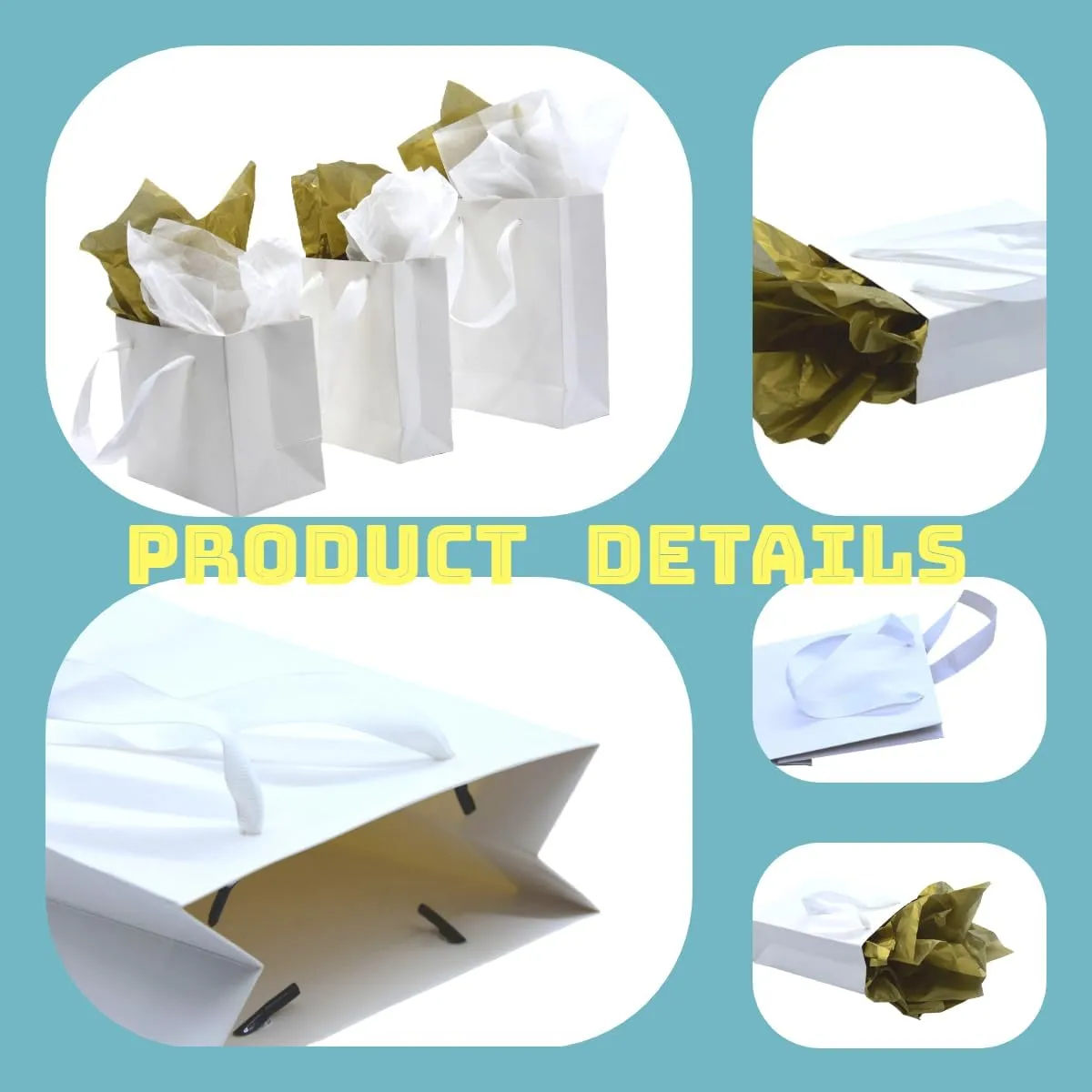 JUNESHE Small Gift Bags with Handles & Tissue Paper,12 Pack Mini White Gift Bags, Extra Small White Paper Bags, Tiny Gift Wrap for Birthday Party Favors