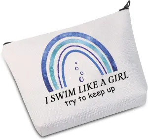 JXGZSO Swim Makeup Bag Swimming Lover I Swim Like A G Try to Keep Up Cosmetic Bag Swim Team Gift (I Swim Like Bag)