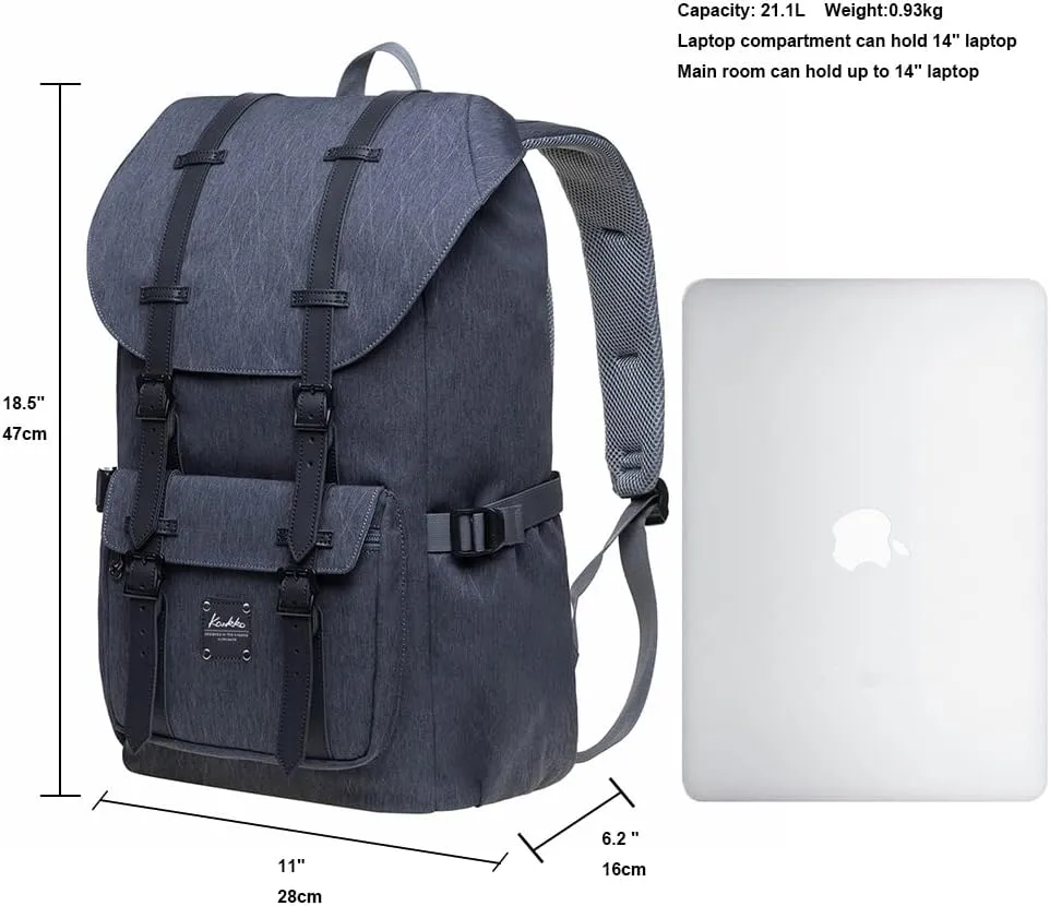 KAUKKO Laptop Travel Backpack, Outdoor Rucksack Fits 15.6 Inch Laptop(18-grey)