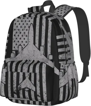 KC-135 Stratotanker Military Tanker Aircraft Vintage Flag Backpack Large Capacity Backpack Lightweight Double Shoulder Bag For Women Men Travel