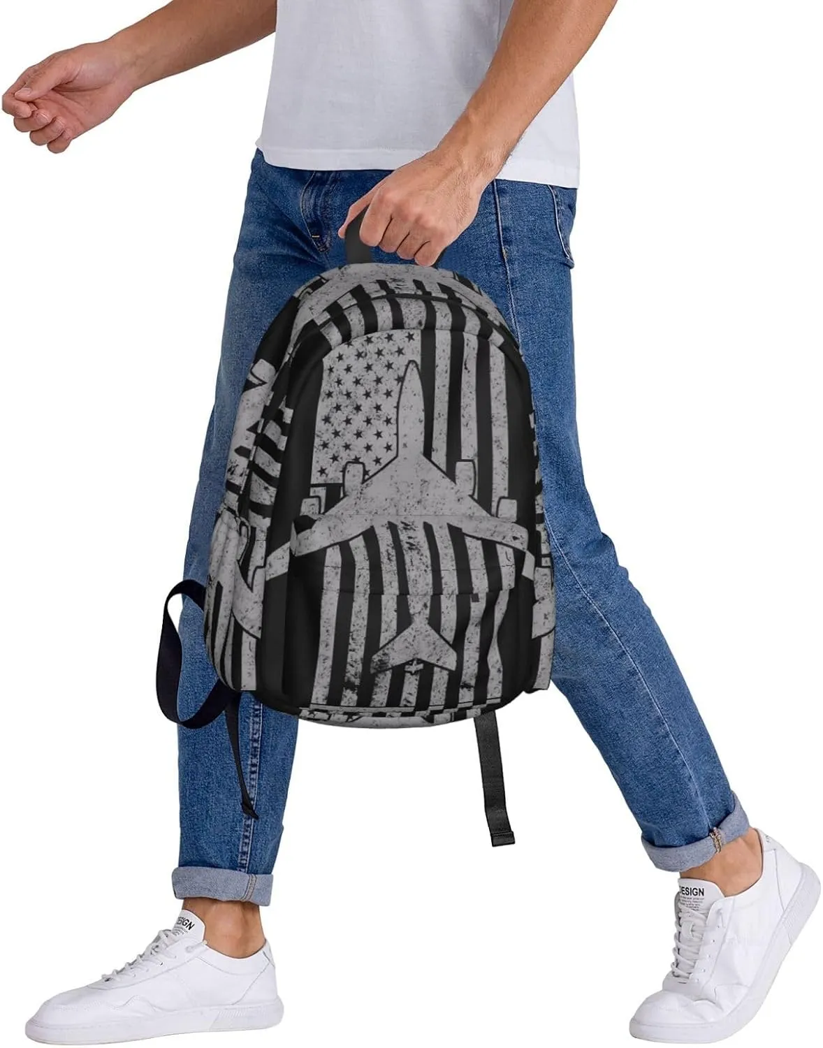 KC-135 Stratotanker Military Tanker Aircraft Vintage Flag Backpack Large Capacity Backpack Lightweight Double Shoulder Bag For Women Men Travel