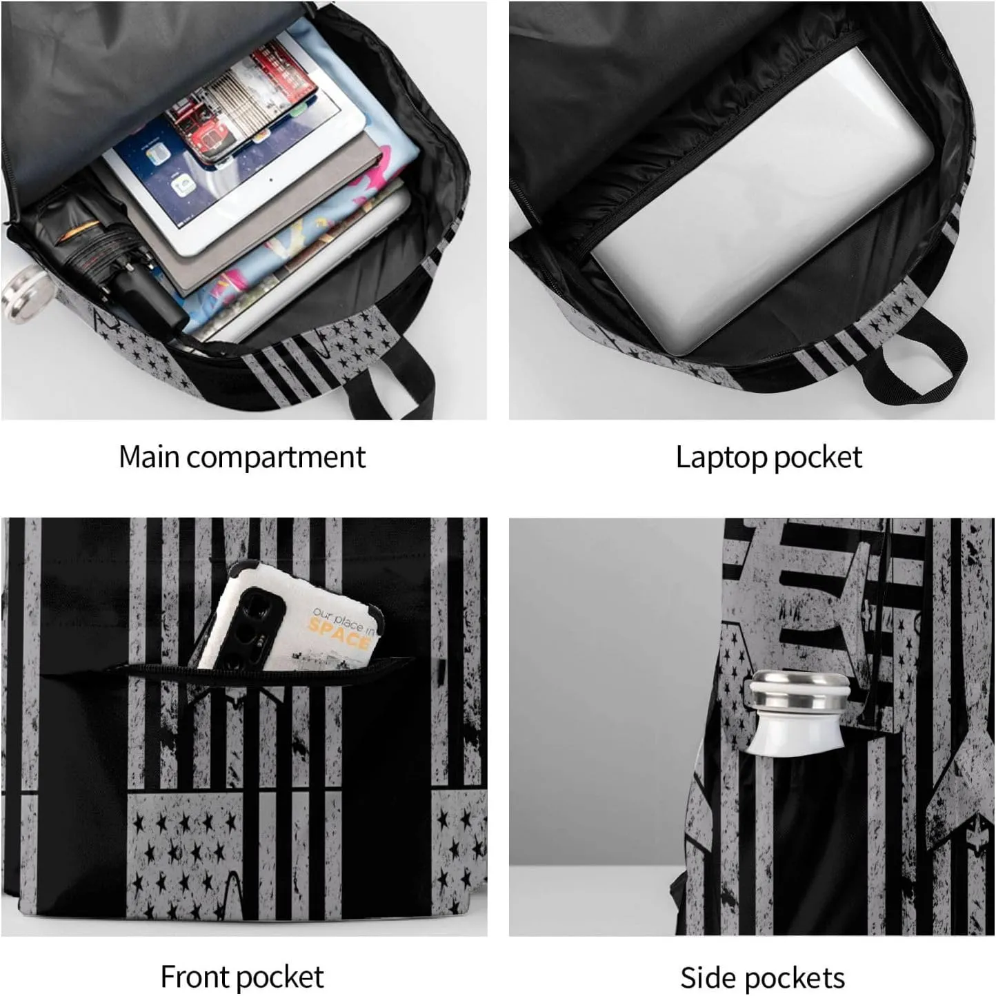 KC-135 Stratotanker Military Tanker Aircraft Vintage Flag Backpack Large Capacity Backpack Lightweight Double Shoulder Bag For Women Men Travel