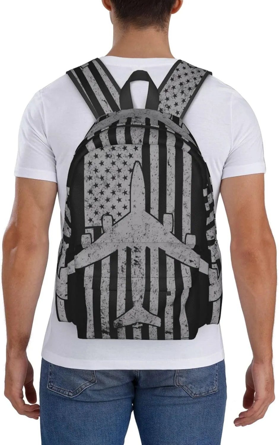 KC-135 Stratotanker Military Tanker Aircraft Vintage Flag Backpack Large Capacity Backpack Lightweight Double Shoulder Bag For Women Men Travel