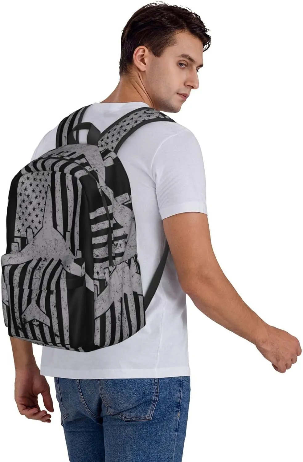 KC-135 Stratotanker Military Tanker Aircraft Vintage Flag Backpack Large Capacity Backpack Lightweight Double Shoulder Bag For Women Men Travel