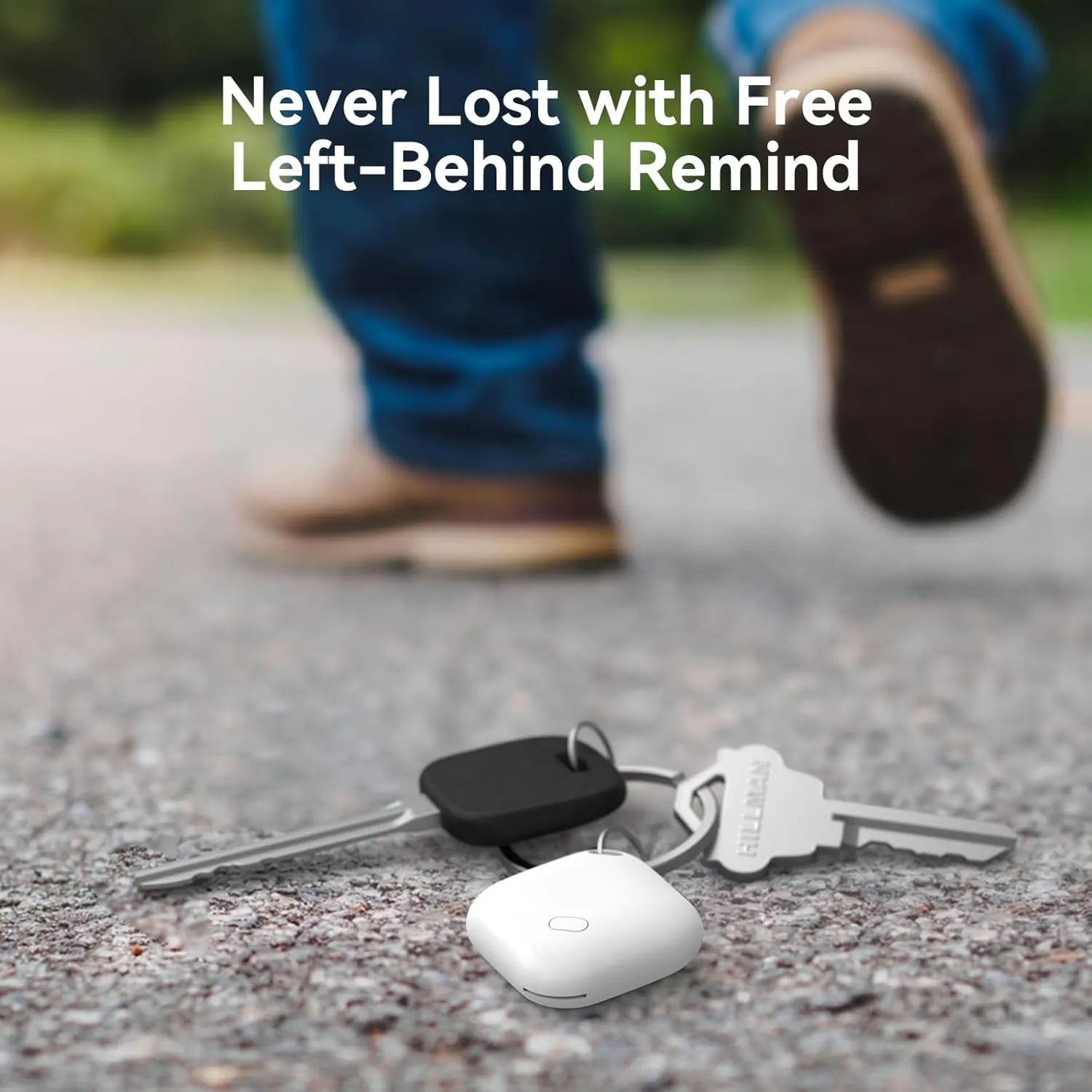 Key Finder, Luggage Tracker Works with Apple Find My (iOS only), Replaceable Battery, Water-Resistant, Bluetooth Item Finder for Wallet, Bags, Suitcase, Pets & Backpack, 4 Pack White