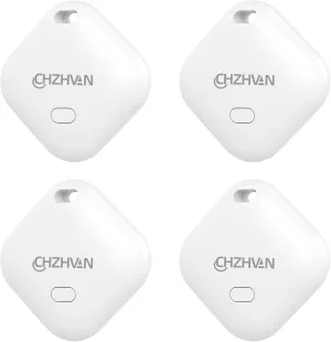 Key Finder, Luggage Tracker Works with Apple Find My (iOS only), Replaceable Battery, Water-Resistant, Bluetooth Item Finder for Wallet, Bags, Suitcase, Pets & Backpack, 4 Pack White