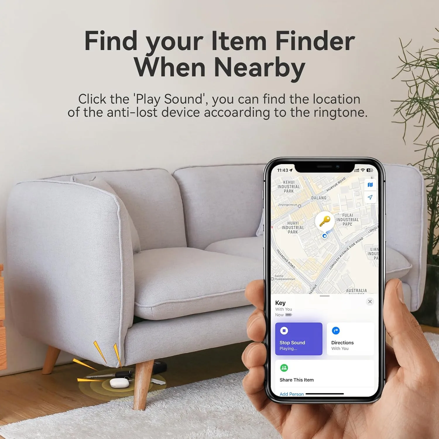 Key Finder, Luggage Tracker Works with Apple Find My (iOS only), Replaceable Battery, Water-Resistant, Bluetooth Item Finder for Wallet, Bags, Suitcase, Pets & Backpack, 4 Pack White