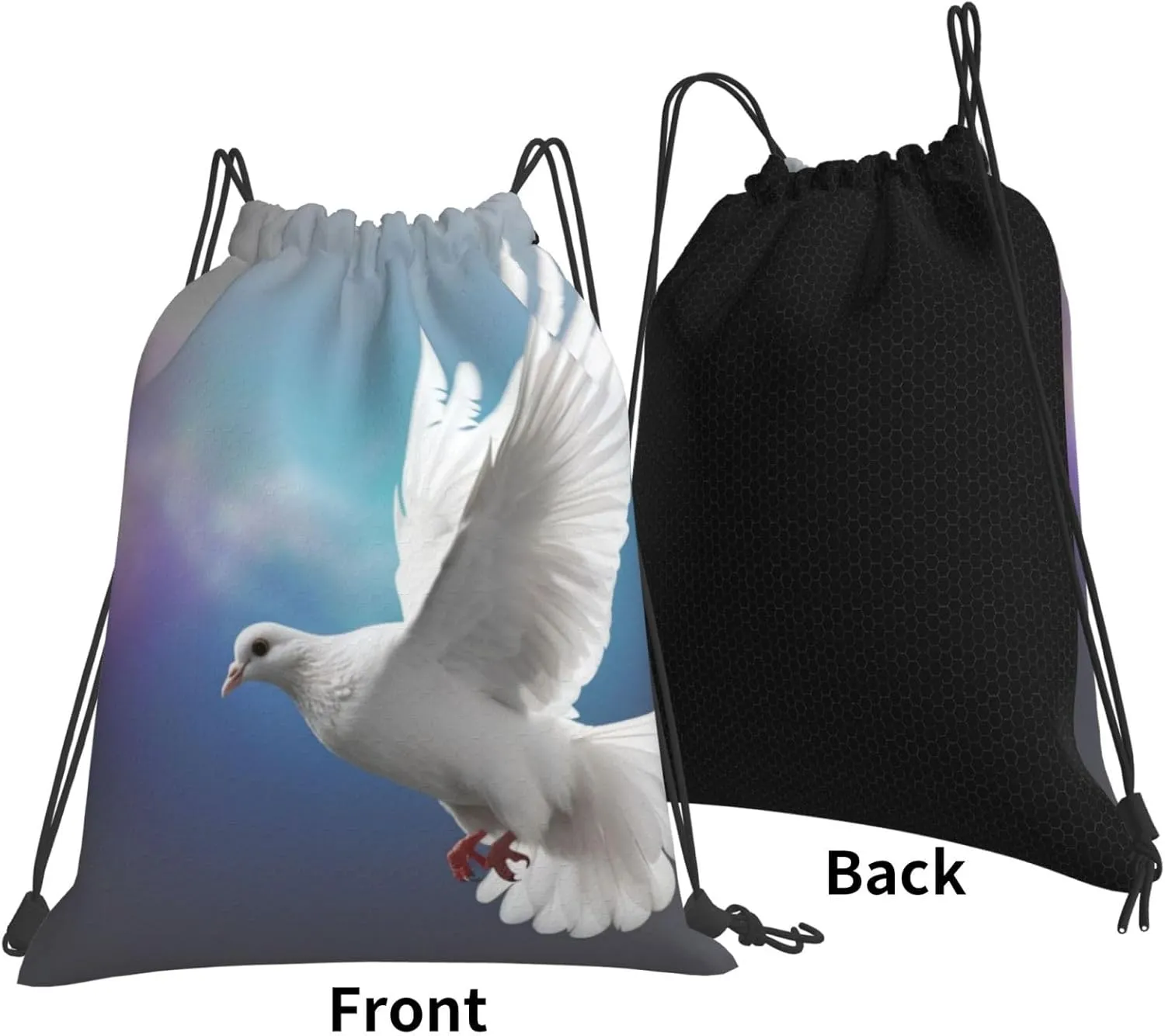 KHiry Drawstring Backpack Waterproof String Bag Peace Dove Drawstring Sackpack Gym Bag for Man Woman