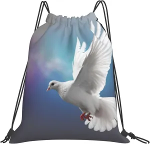 KHiry Drawstring Backpack Waterproof String Bag Peace Dove Drawstring Sackpack Gym Bag for Man Woman