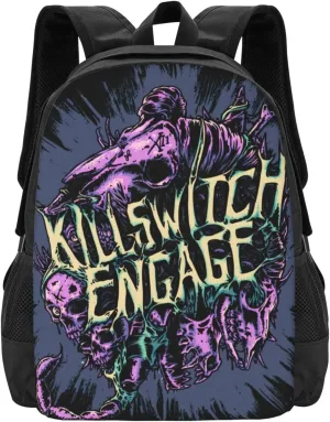 Killswitch Rock Band Engage Laptop Backpack Large Travel Bags Unisex Adult Sport Bags Casual Daypack for Camping Convenient Work Rucksack Classic Notebook Bag for Woman, Black